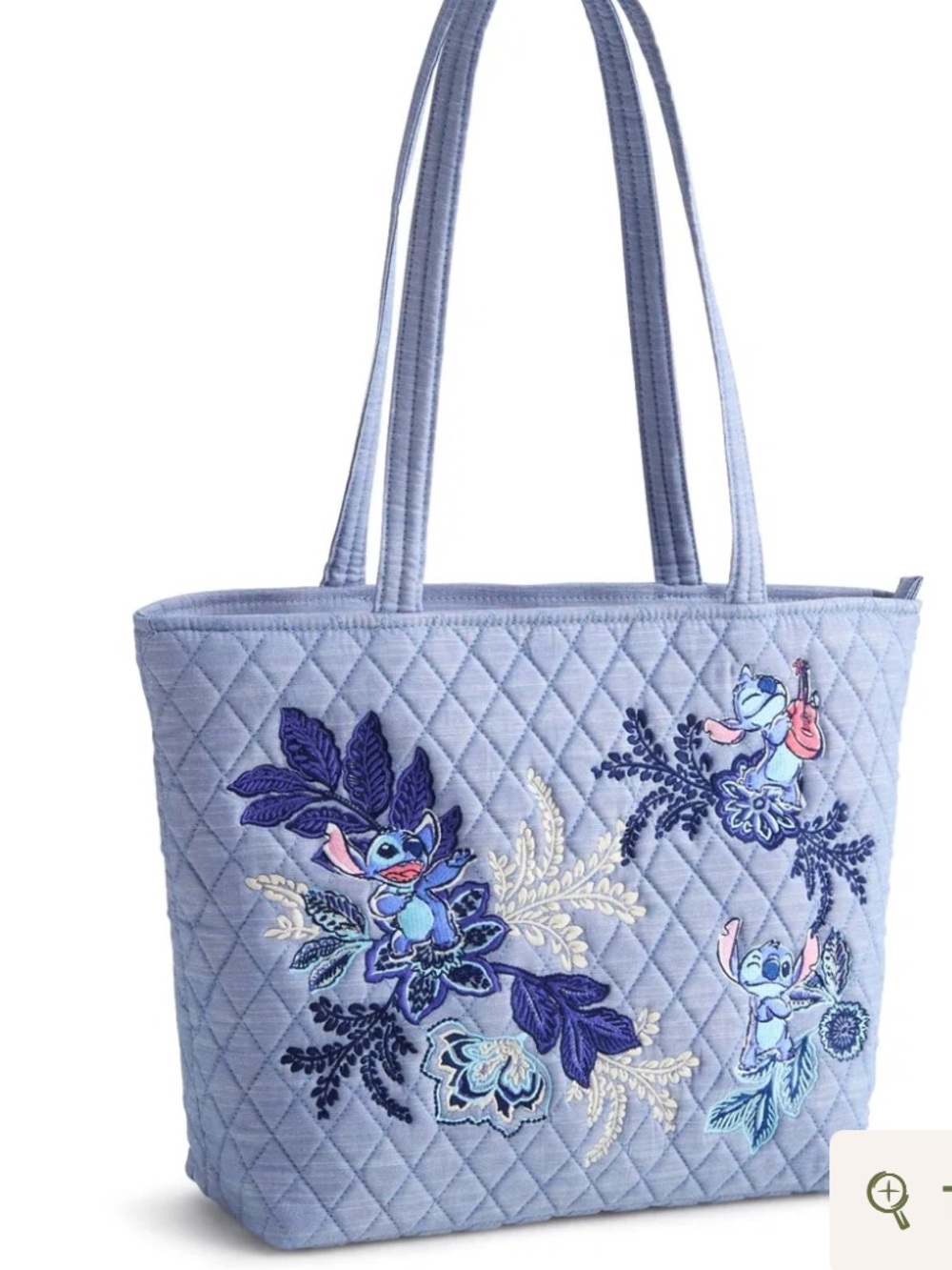 VERA BRADLEY Disney Stitch Leafy Blooms Chambray Small Tote, NWT